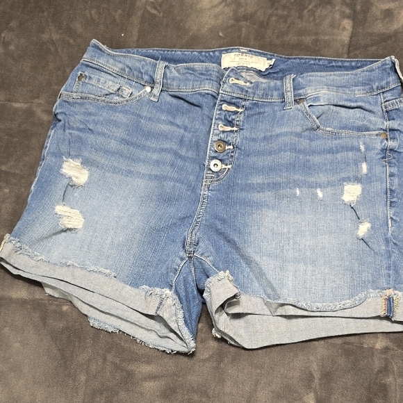 Denim Blue Distressed Women's Shorts - Picture 1 of 4